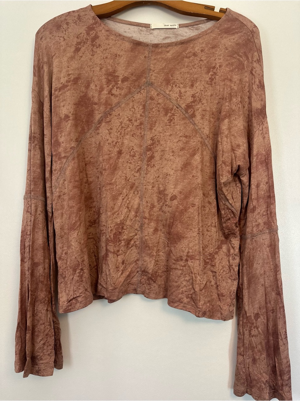 Dear Apple Washed Mauve Long Sleeve Top